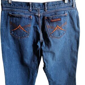 Vintage Mens Disco Bootcut Jeans 36x31 1970s DISCO HIPPY POCKET Denim Jeans